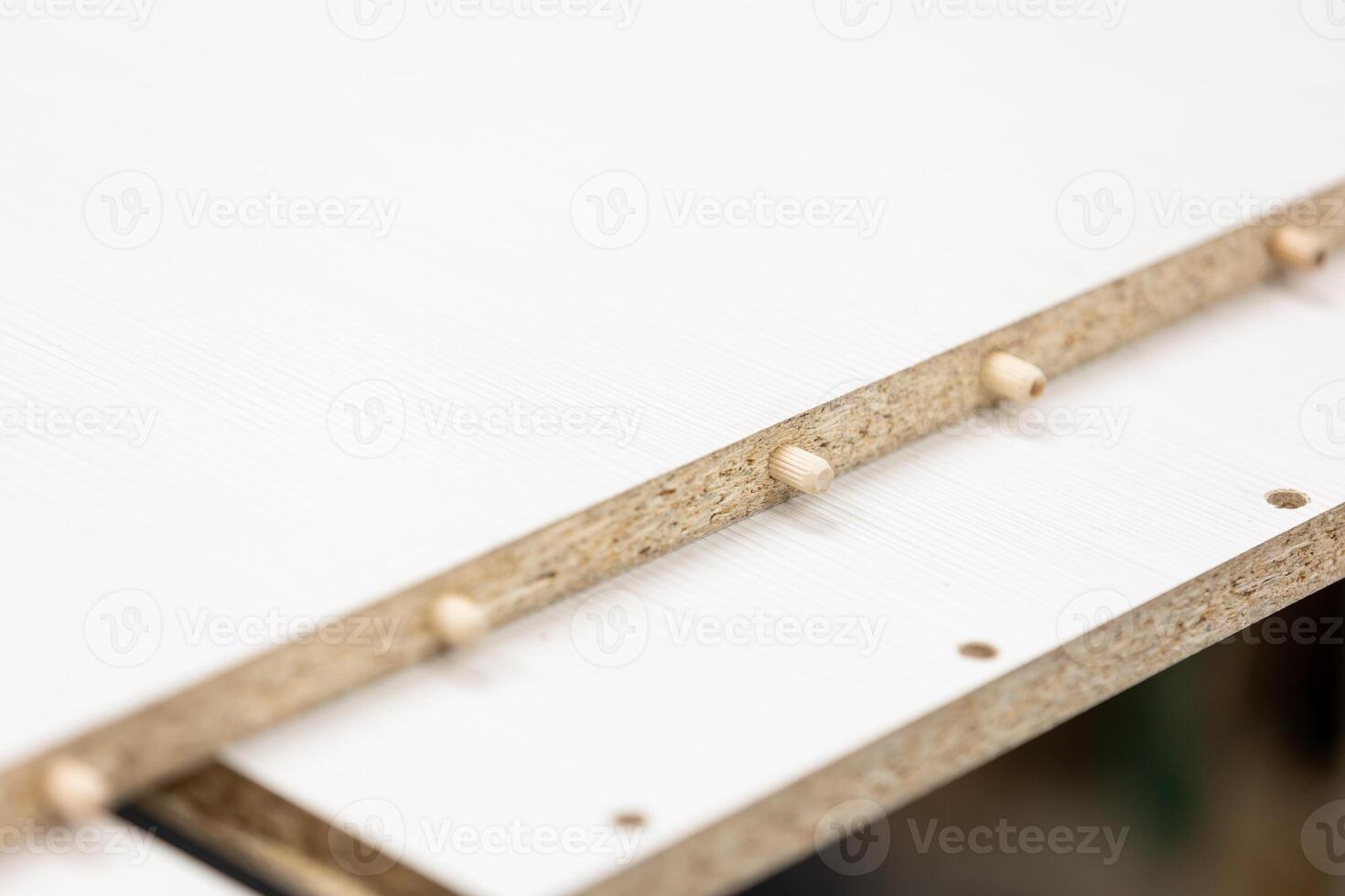 Close up of MDF board or plank for kind of furniture, woodwork concept photo