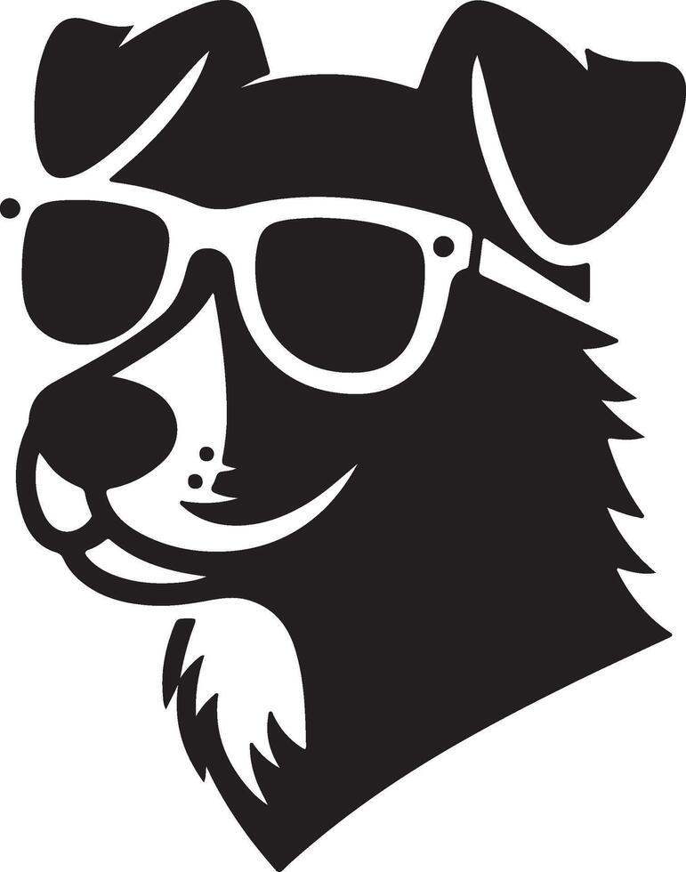 Stylized Dog Head Silhouette with Sunglasses Icon vector