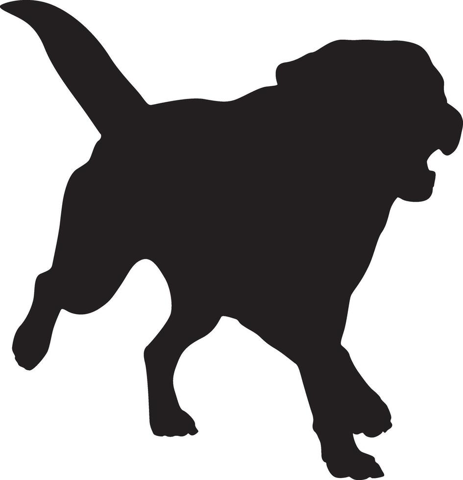 Powerful Running Labrador Retriever Silhouette in Black vector