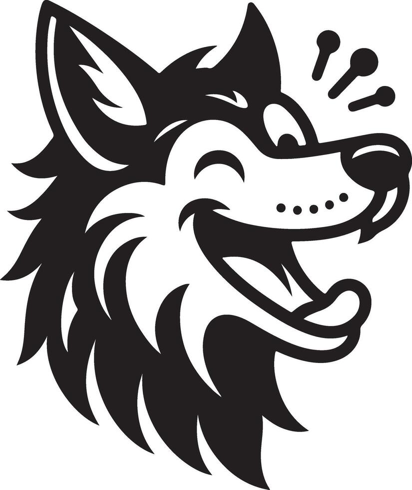 Cartoonish Wolf Head Silhouette in Playful Style vector