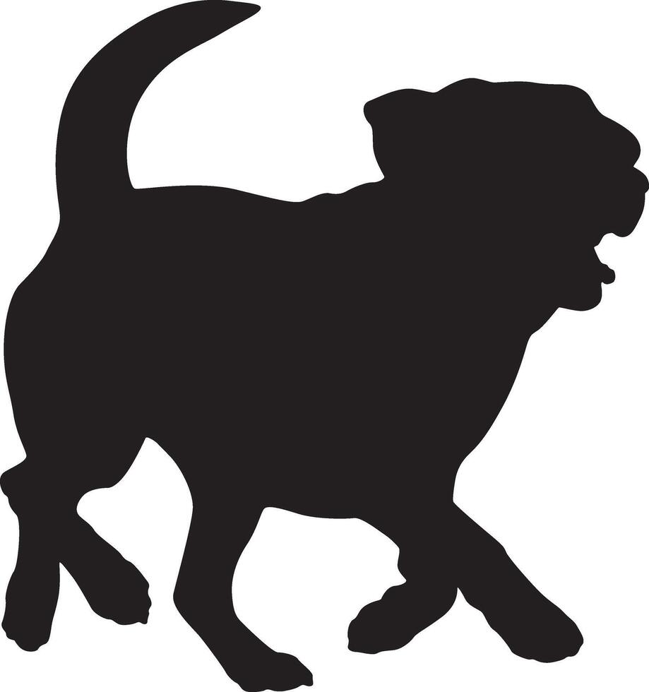 Black Silhouette of a Running Labrador Retriever Dog Isolated on White Background vector