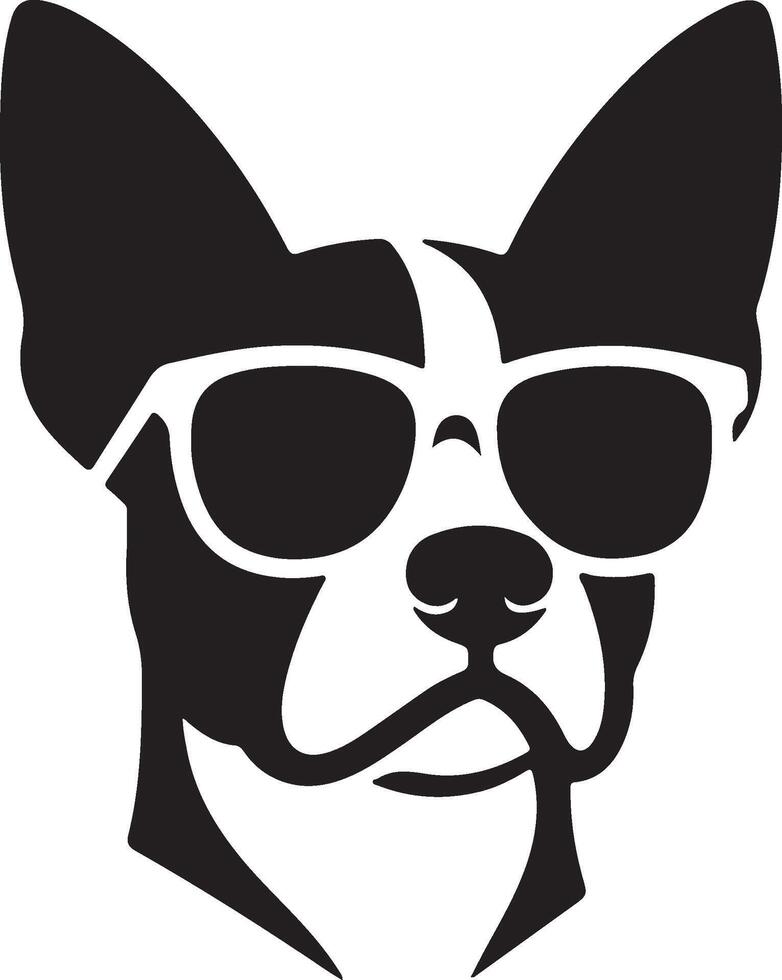Cool Dog Head Silhouette in Sunglasses Format vector