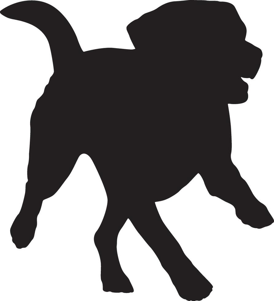 Running Labrador retriever dog silhouette on a white background vector