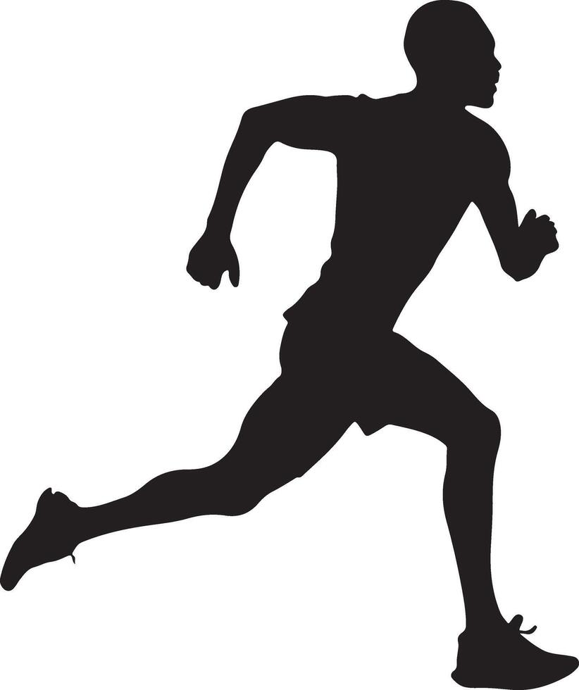 Silhouette of a Man in Motion Running vector