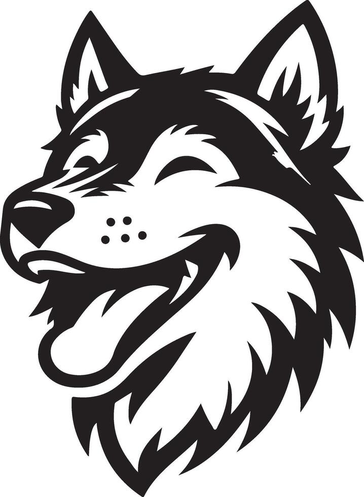Cheerful Wolf Head Silhouette in Art vector