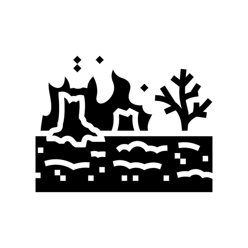 scorched earth wildfire disaster glyph icon illustration vector