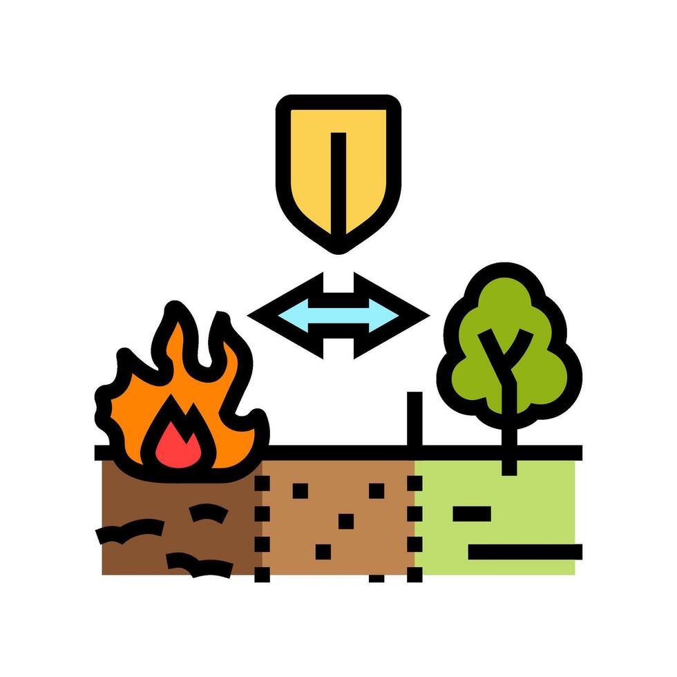 firebreak line wildfire disaster color icon illustration vector