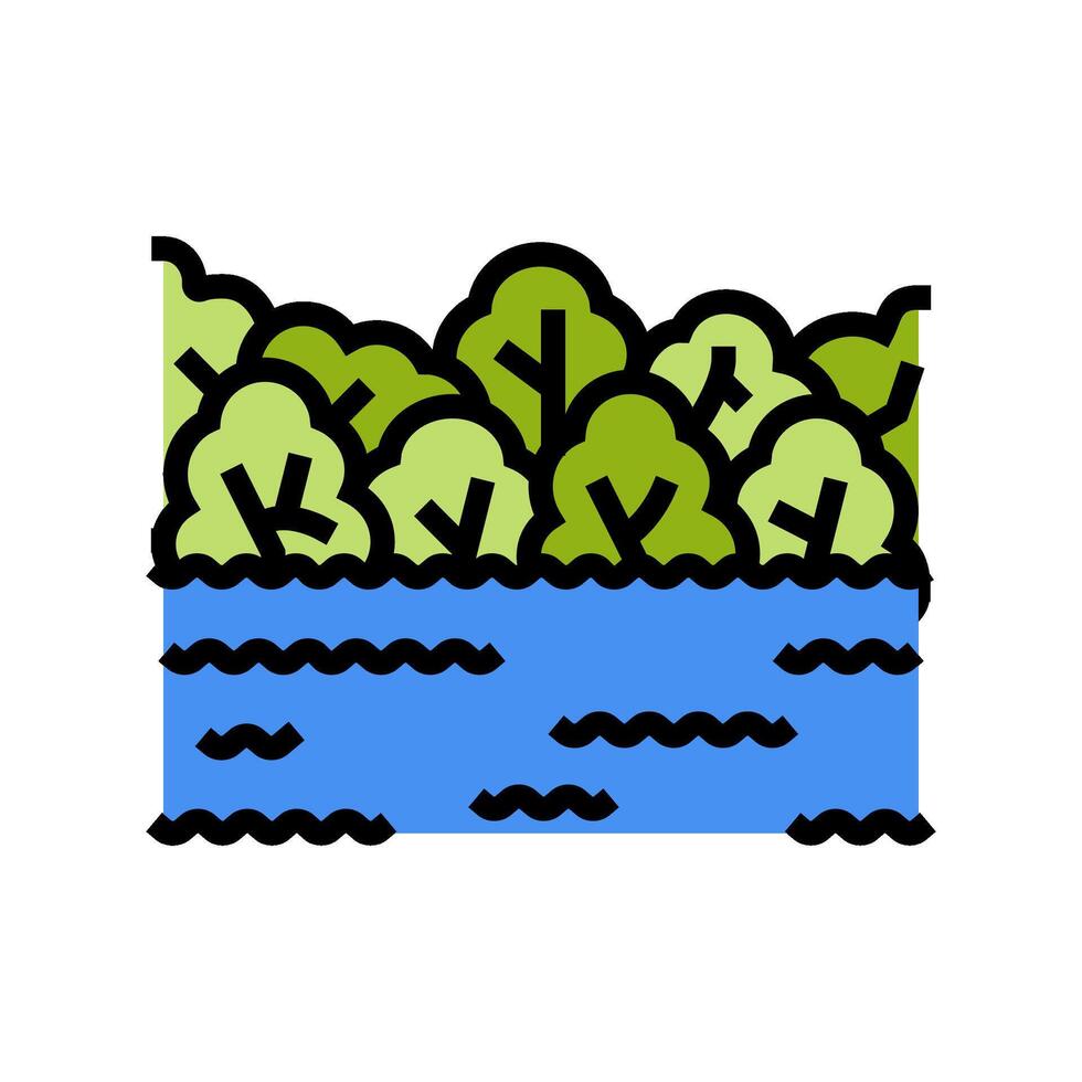 flooded park disaster color icon illustration vector
