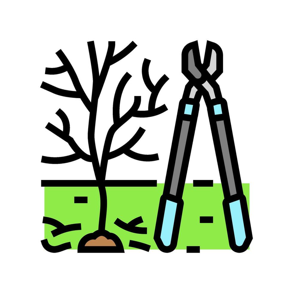 tree pruning garden maintenance color icon illustration vector