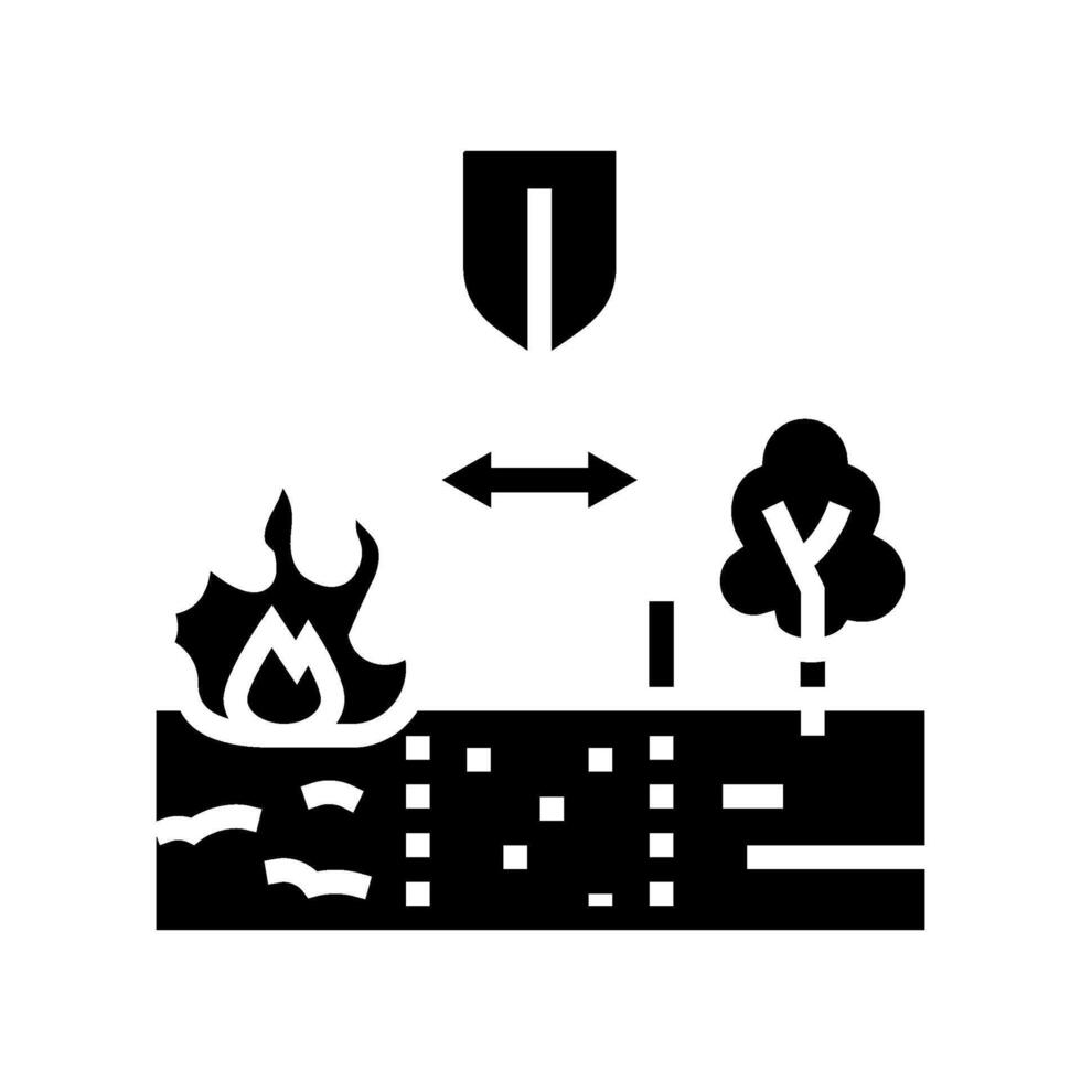 firebreak line wildfire disaster glyph icon illustration vector