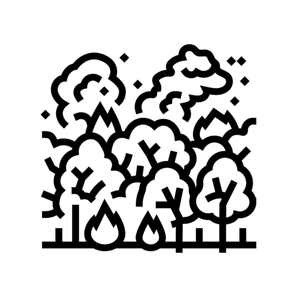 burning forest wildfire disaster line icon illustration vector