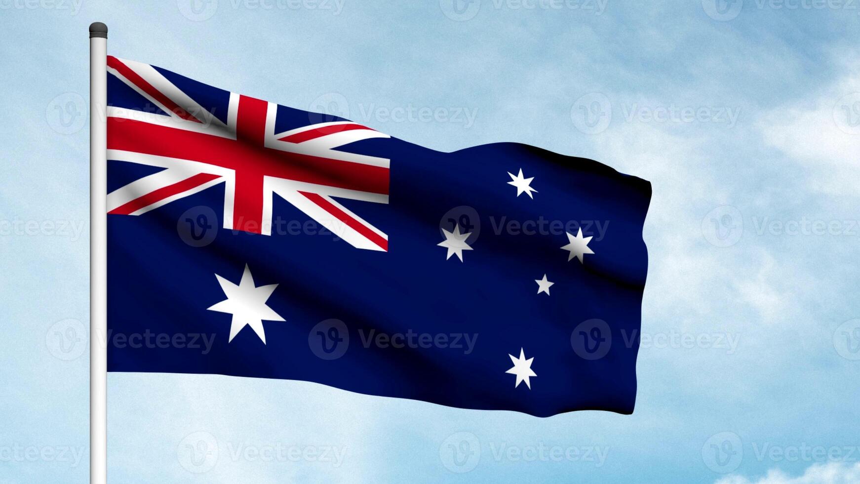 3D Illustration of The flag of Australia is based on the British maritime Blue Ensign a blue field with the United Kingdom flag in the canton or upper hoist quarter. photo