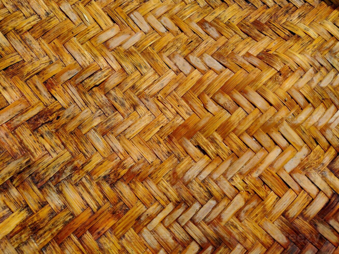 Wet and old Handmade Bamboo weave pattern basket photo