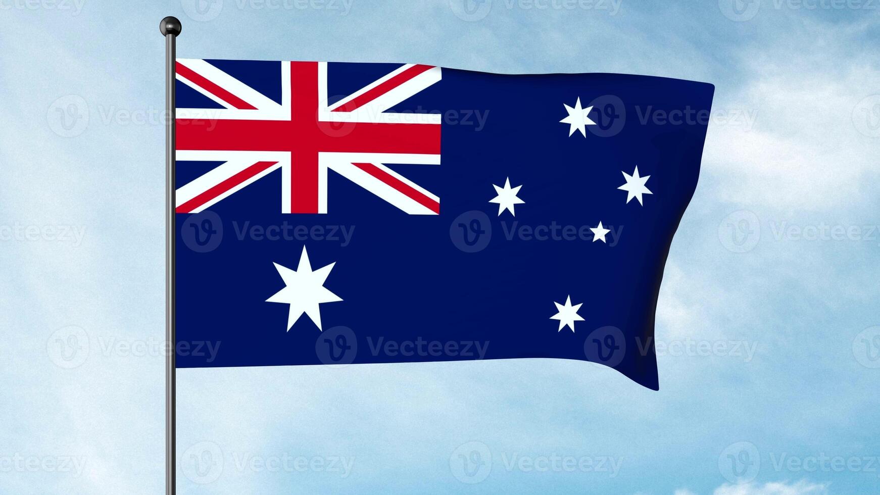 3D Illustration of The flag of Australia is based on the British maritime Blue Ensign a blue field with the United Kingdom flag in the canton or upper hoist quarter. photo