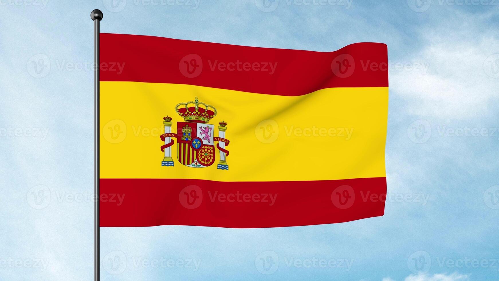 3D Illustration of The flag of Spain consists of three horizontal stripes red, yellow and red, the yellow stripe being twice the size of each red stripe, la Rojigualda. photo