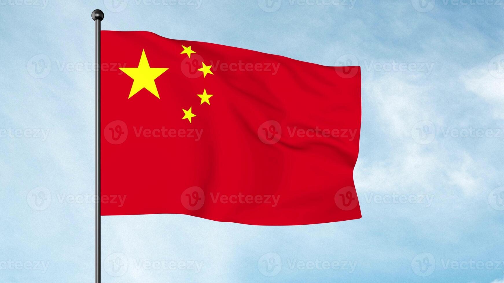 3D Illustration The flag of China, officially the National Flag of the People's Republic of China and also often known as the Five-starred Red Flag. photo