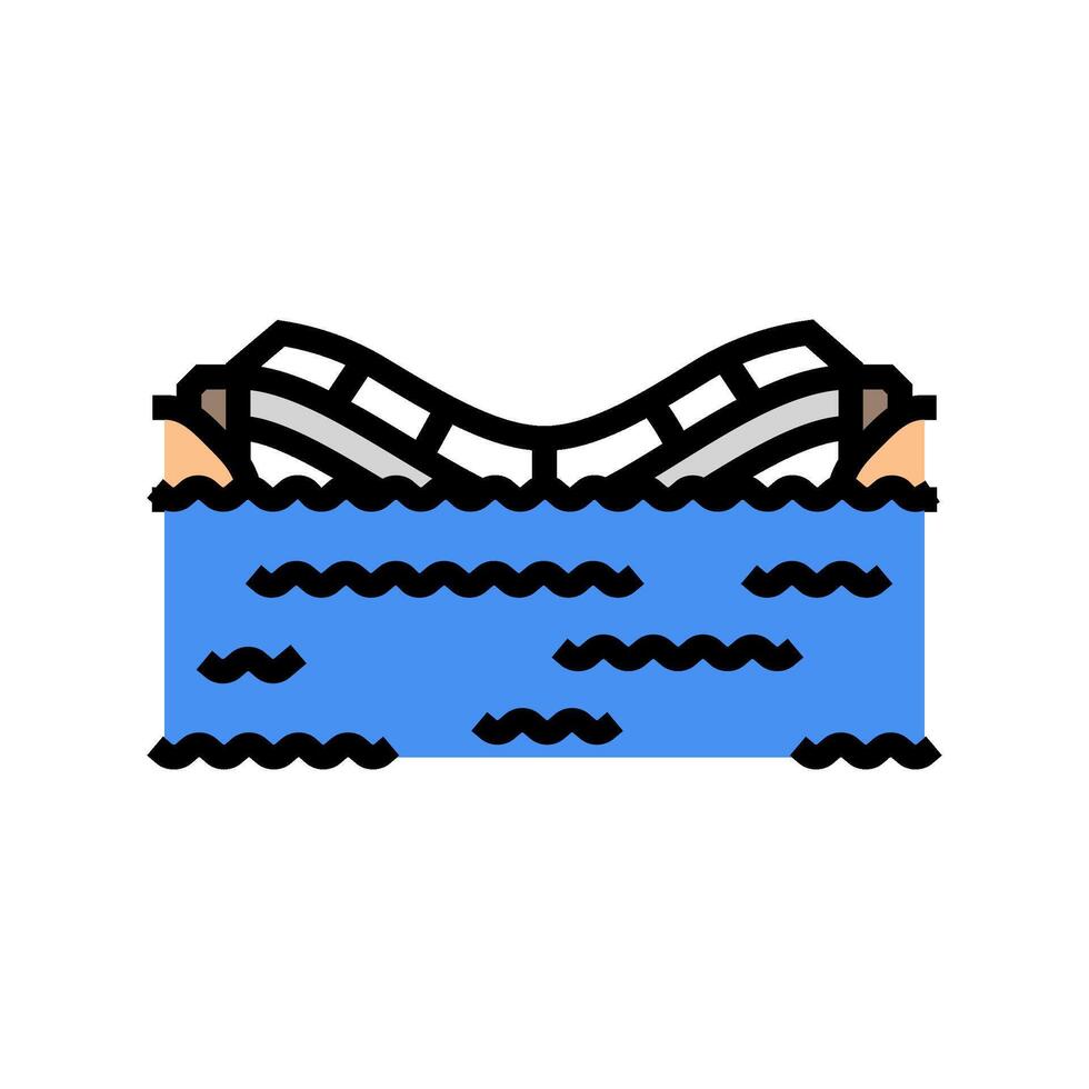 flooded bridge disaster color icon illustration vector