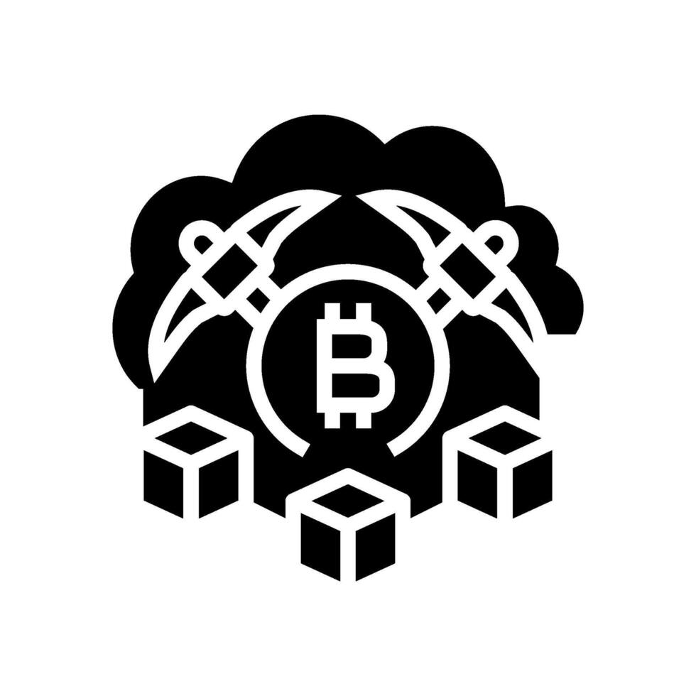 cloud cryptocurrency mining glyph icon illustration vector
