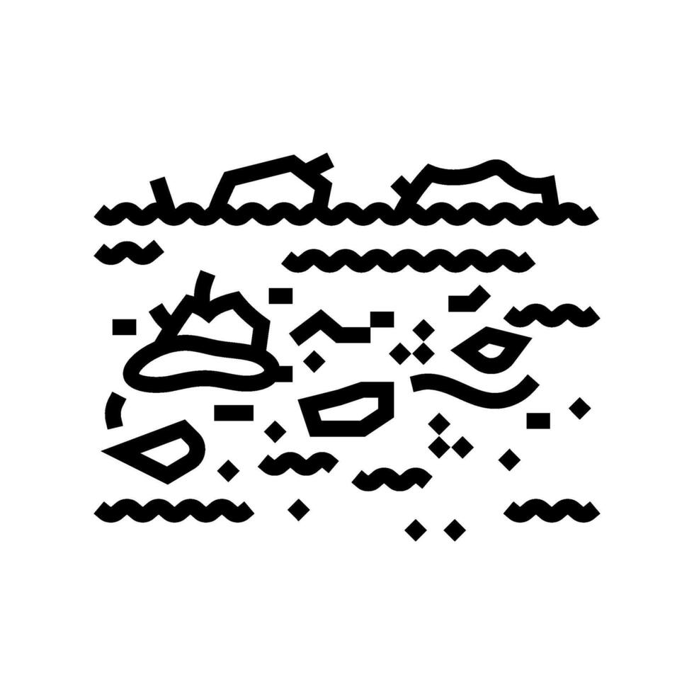 floodwater with debris line icon illustration vector