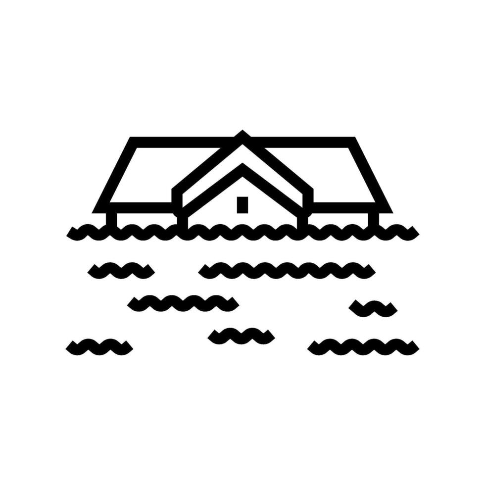 flooded house disaster line icon illustration vector