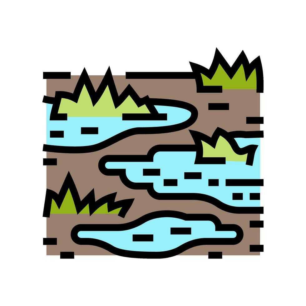 waterlogged ground disaster color icon illustration vector