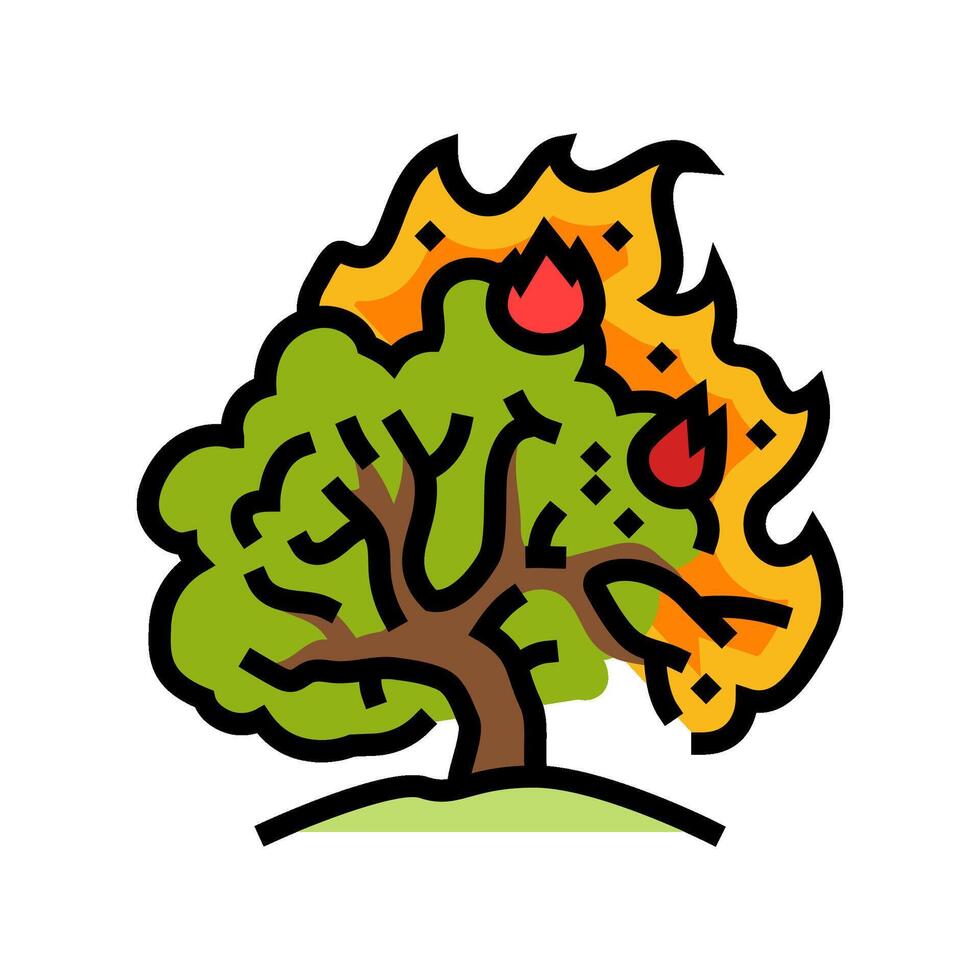 burning bush wildfire disaster color icon illustration vector