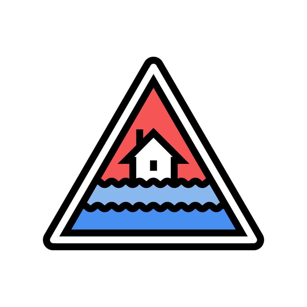 emergency flood warning color icon illustration vector