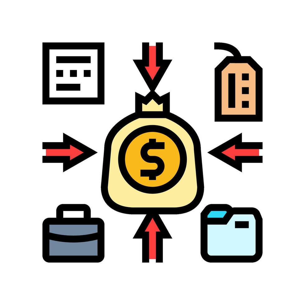 income sources budget planning color icon illustration vector
