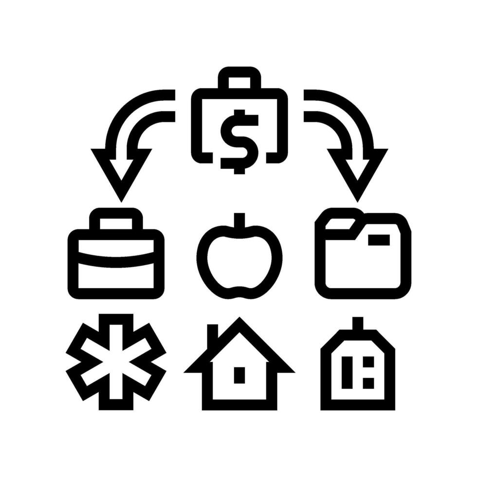 categories budget planning line icon illustration vector