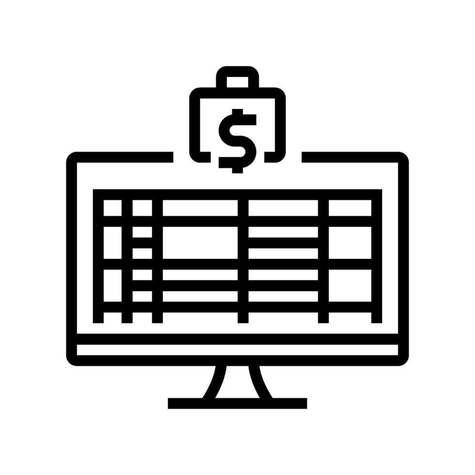 spreadsheet budgeting budget planning line icon illustration vector