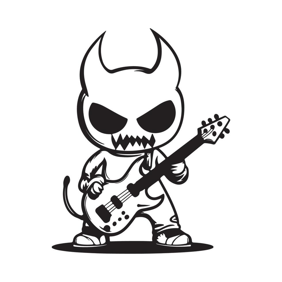 Devil playing guitar Stock Image, art, Design, Graphic isolated on white background vector