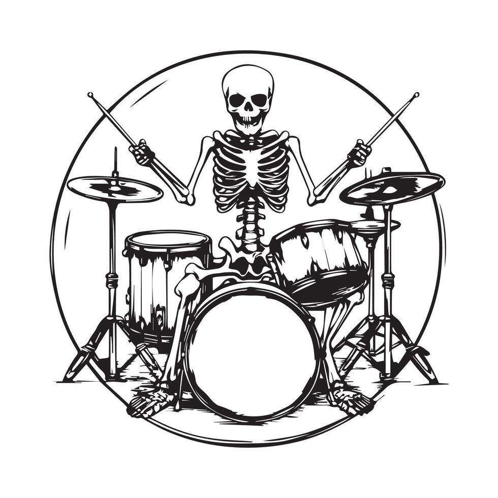 Drum Skeleton Stock image Illustrations isolated on white background vector