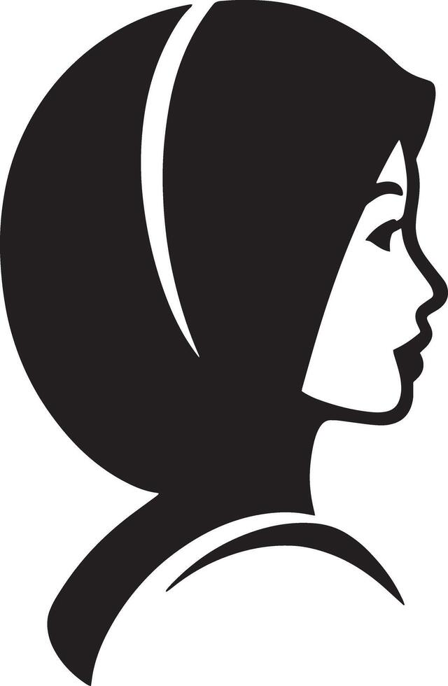 silhouette Muslim girl face icon on transparent background vector