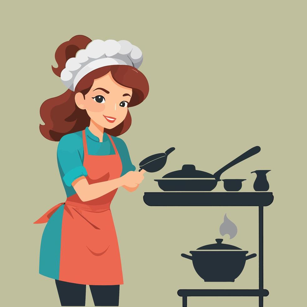 Woman cooking and icon design vector