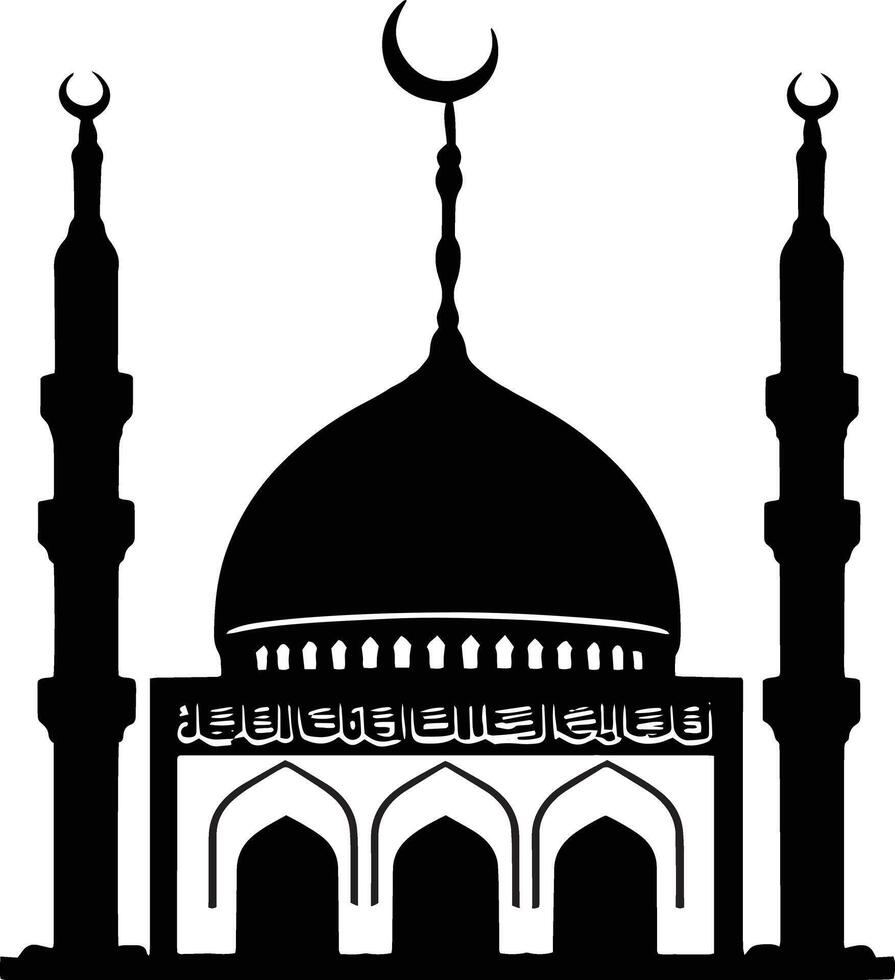 silhouette islamic mosque logo vector