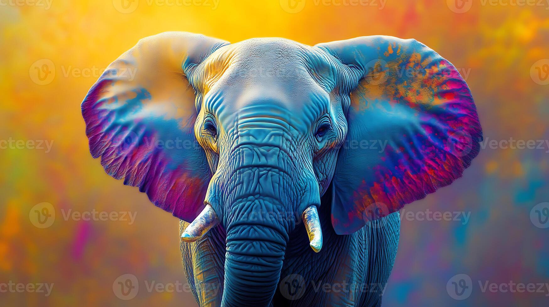 An elephant watercolor painting vibrant photo