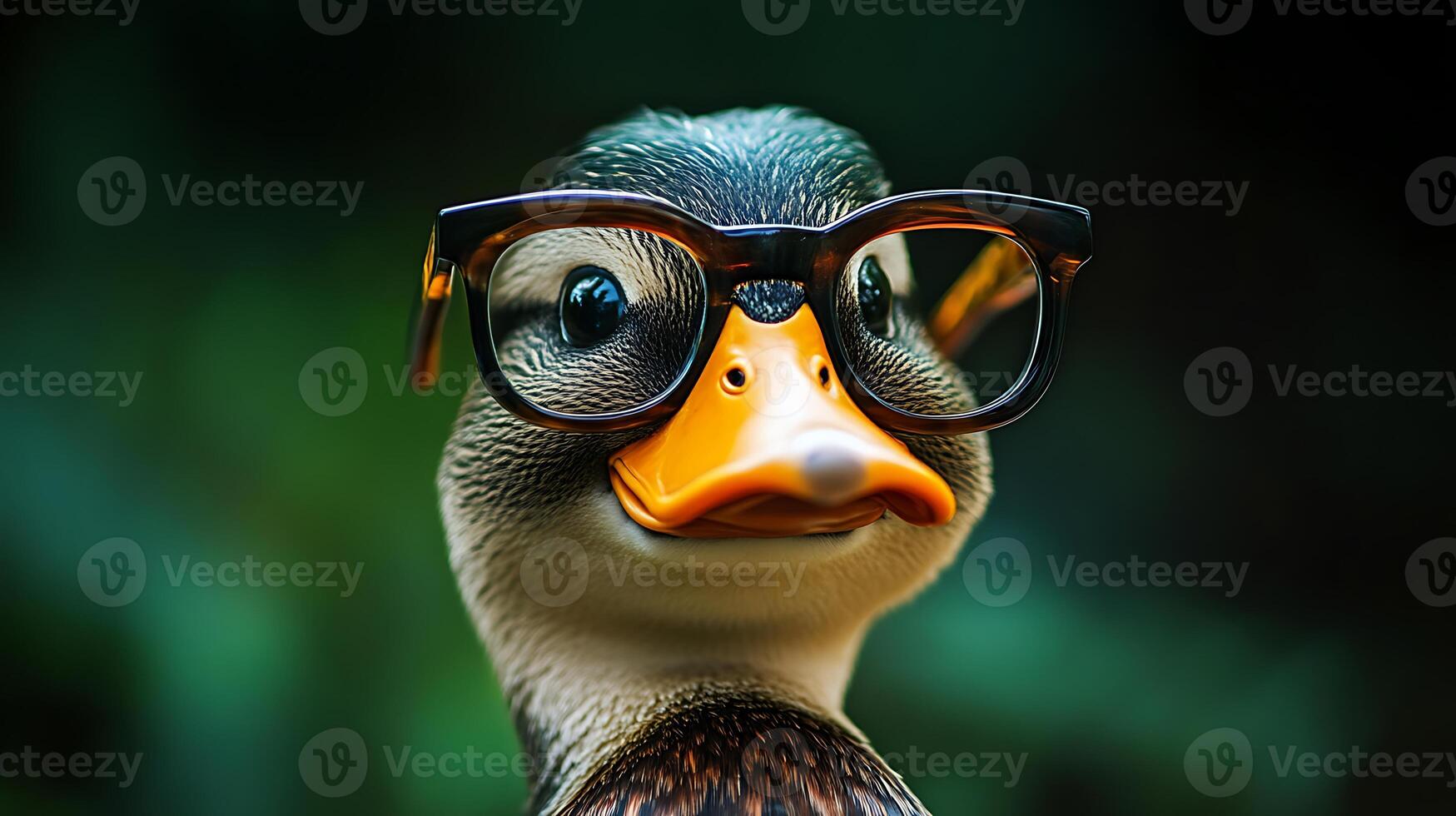 A duck wearing glasses vibrant photo