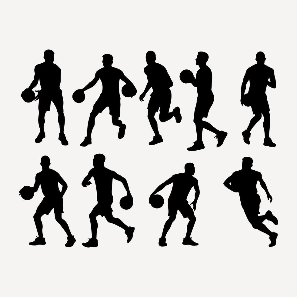 Set Basketball player silhouette vector
