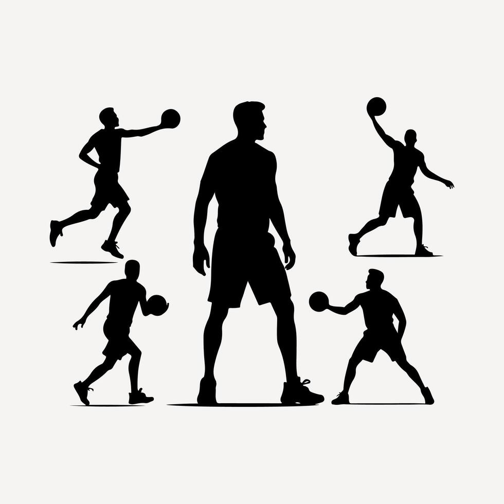 Set Basketball player silhouetteon vector