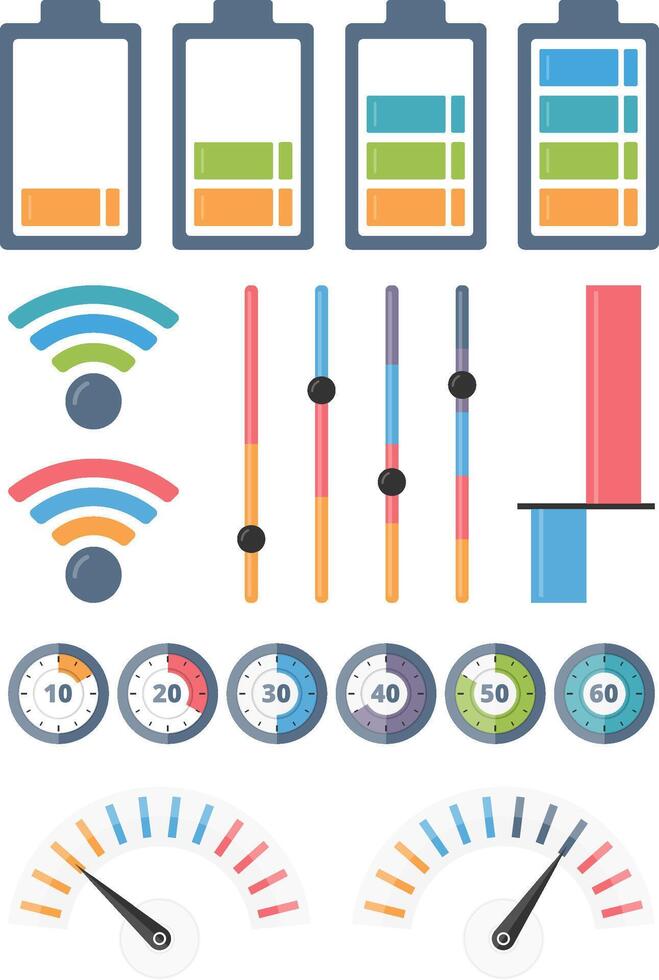 Set of different indicators vector
