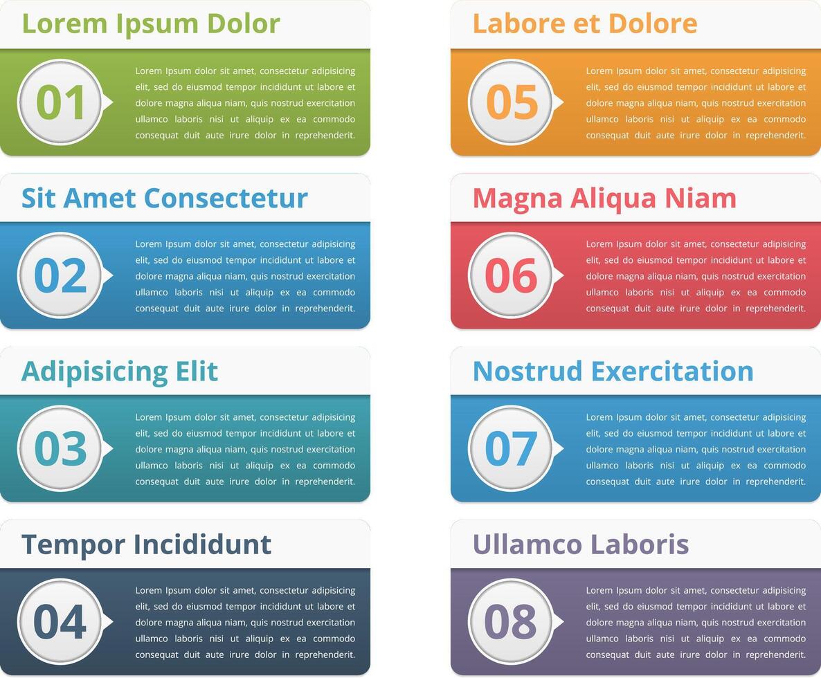 Eight infographic elements with place for numbers titles and text vector