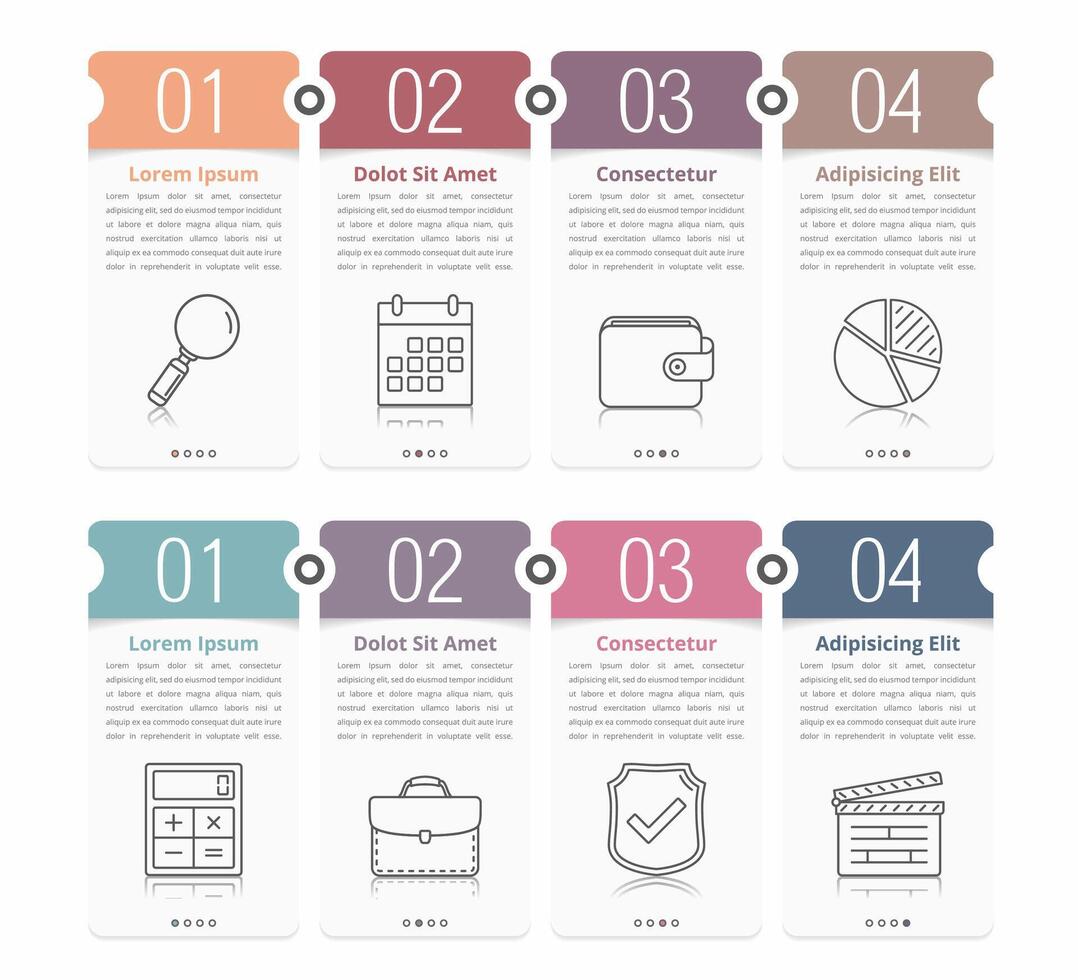 Set of infographic elements with numbers, line icons and place for your text, can be used as workflow, process, steps or options vector