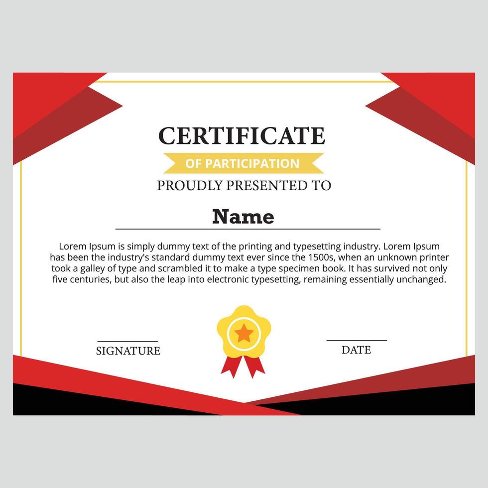 participation certificate template vector