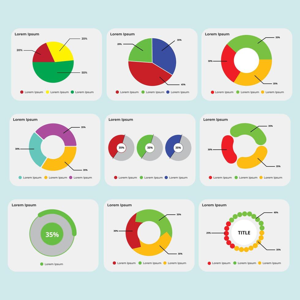 pie chart diagram collection vector