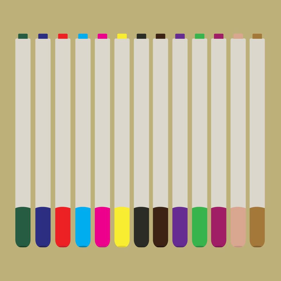 set of markers in different colors vector