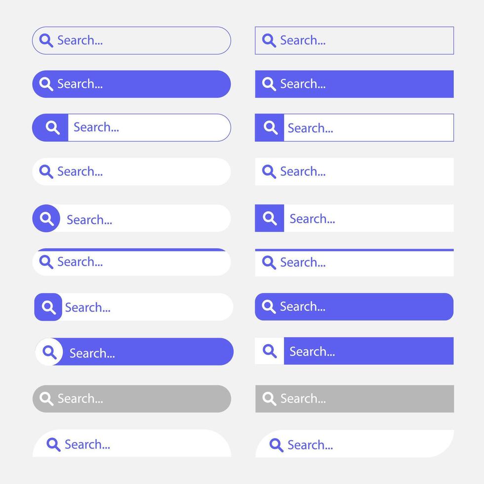 collection of search bars with different shapes vector
