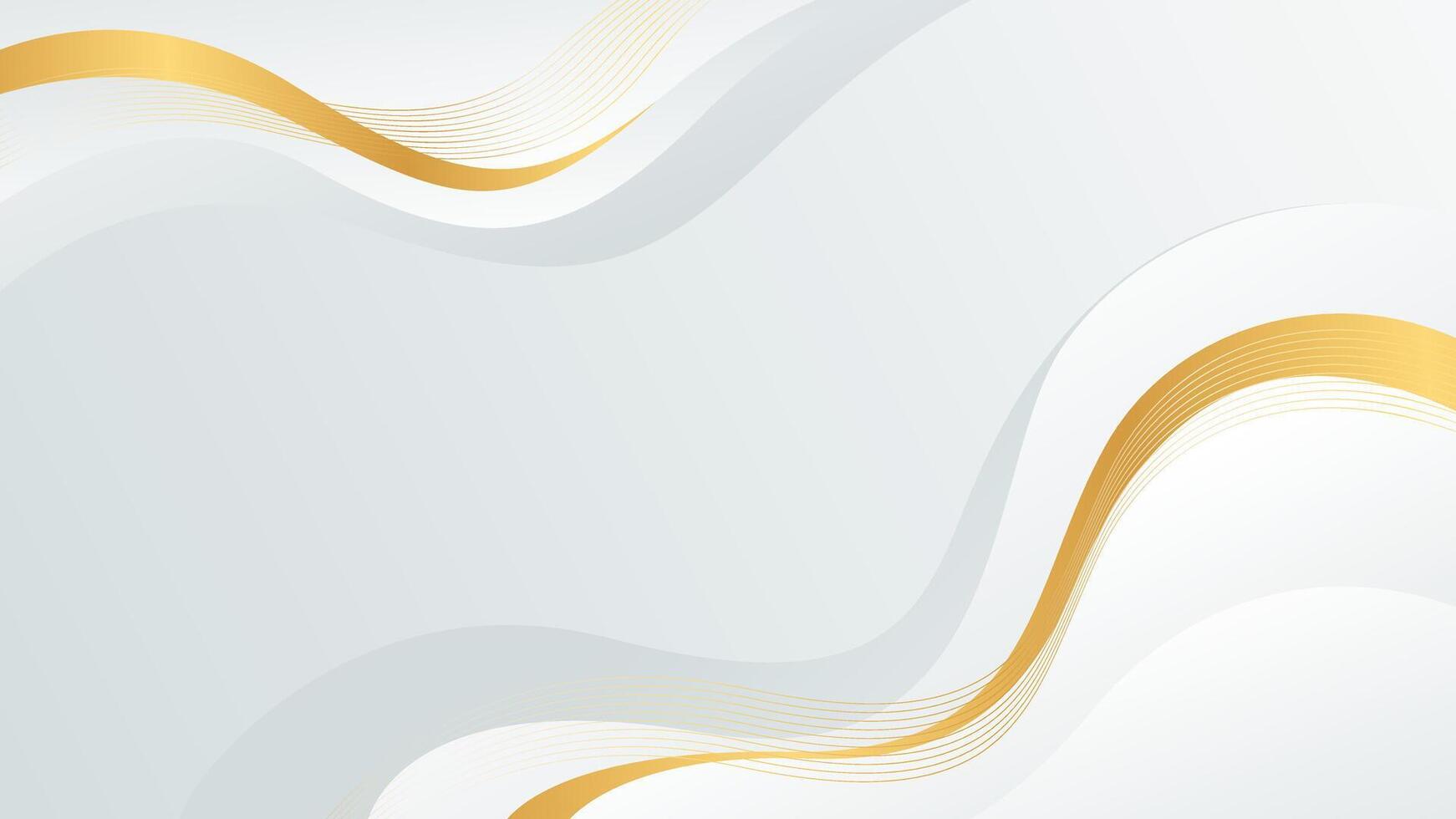 Elegant white-gray luxury wave background with gold lines. Abstract modern wallpapers vector