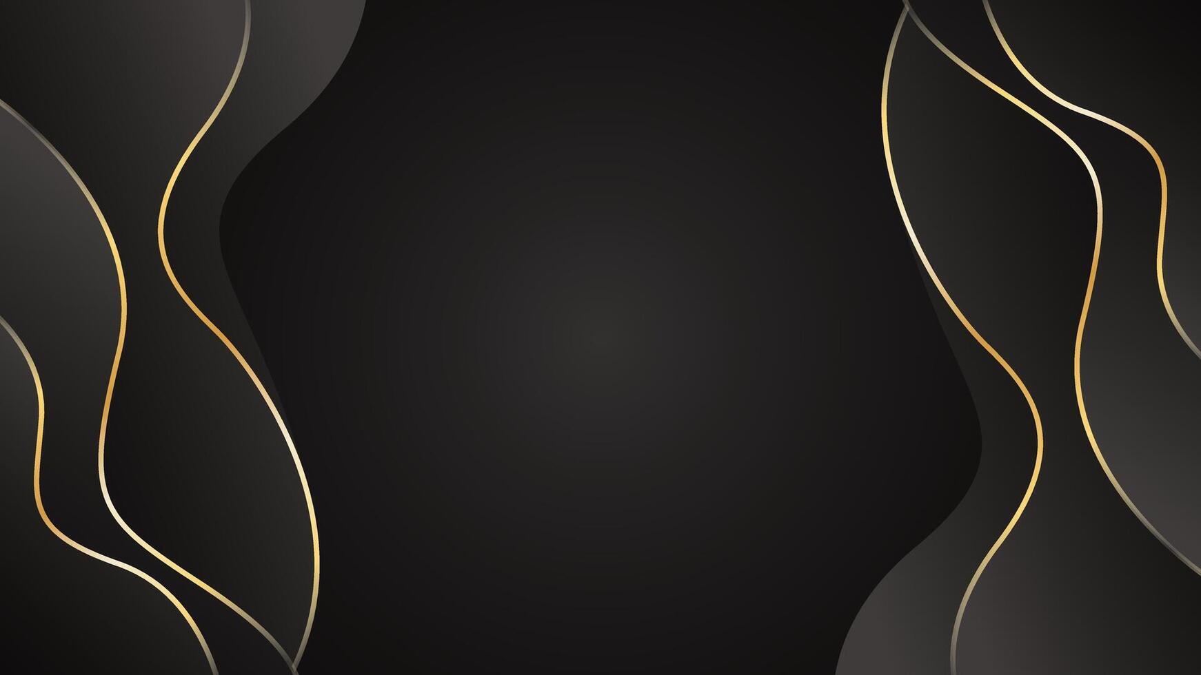 Abstract black luxury background with gold lines vector