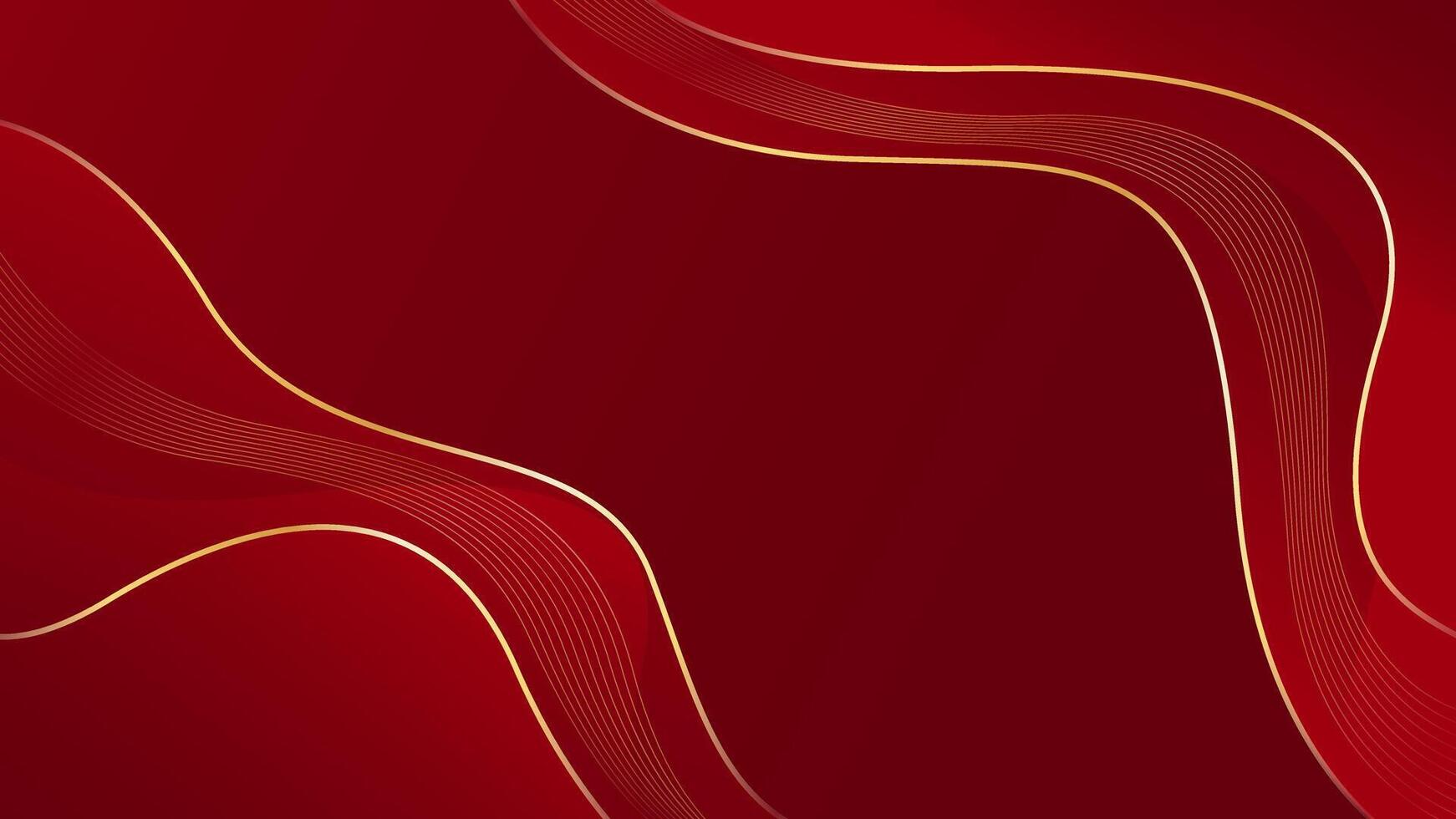 Abstract red luxury background with gold lines. Elegant wave wallpaper. Award banner template design vector