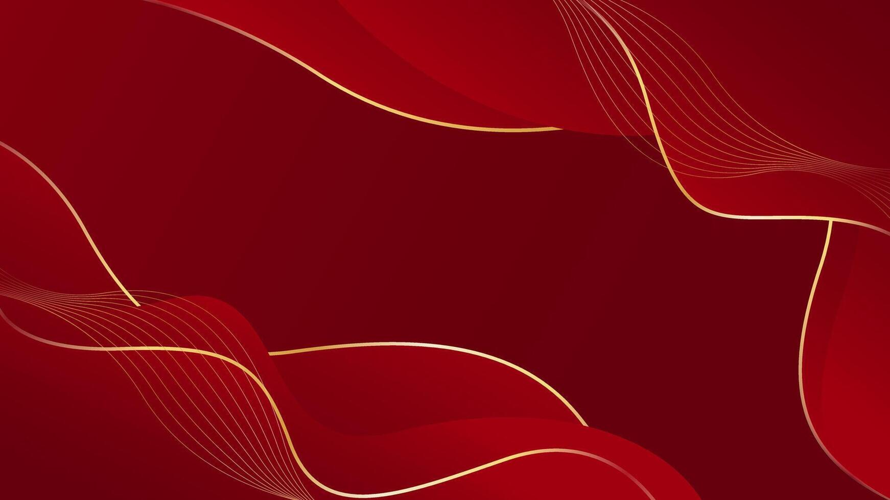 Red luxury background with gold lines vector
